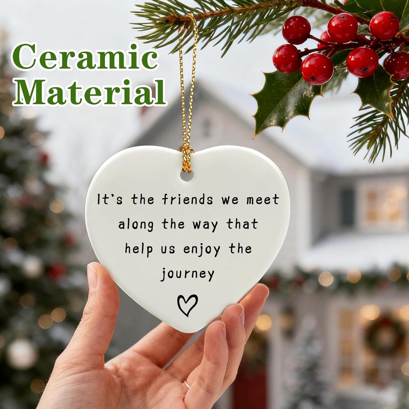 Jocidea Friends We Meet Along The Way, Firm Friendship - Heart Plaque/Sign, Gifts for Friends | Birthday, Christmas Friendship Gifts for Bestie, Best Friend, Sisters, BFF, Her | Friend Christmas Ornament - Image 2
